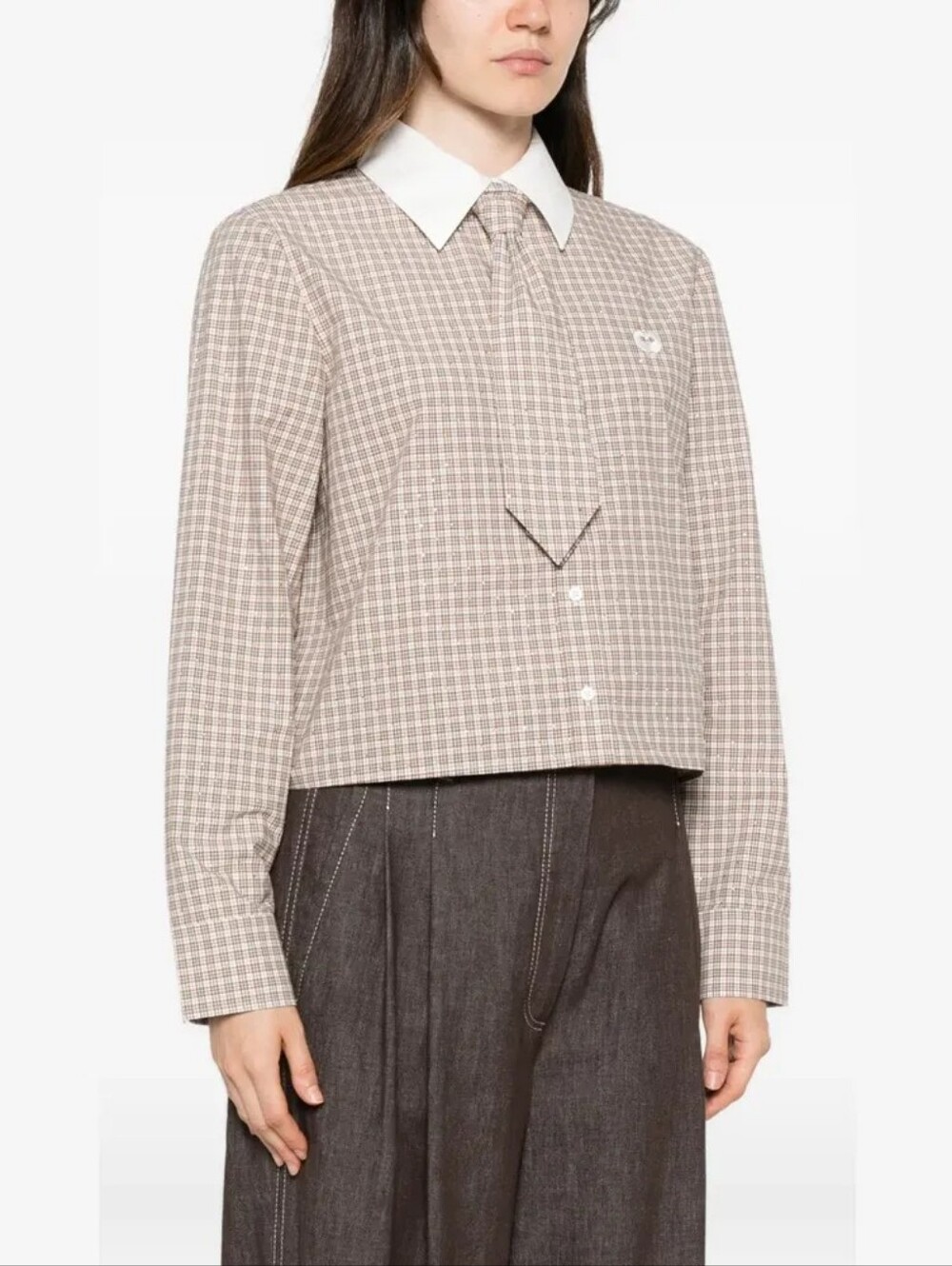 Maje Short rhinestone checked shirt